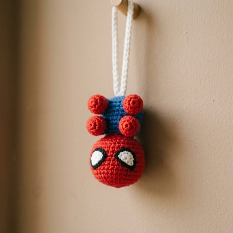 Free crochet spider man pattern - crochet eyes and web pieces before assembly