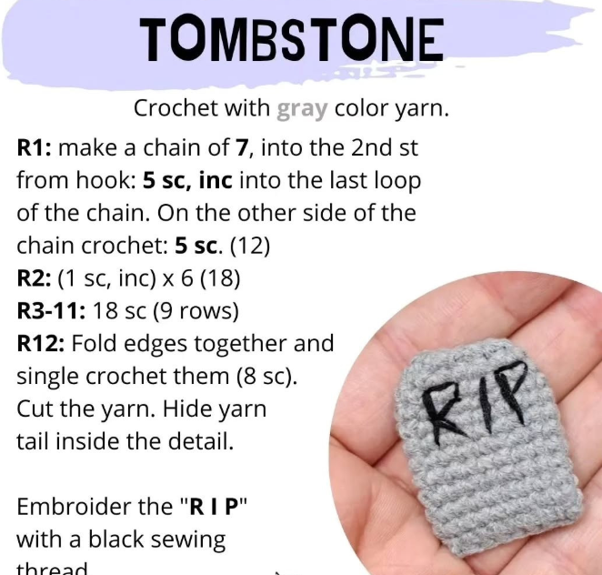 Crochet Halloween Patterns - Tombstone
