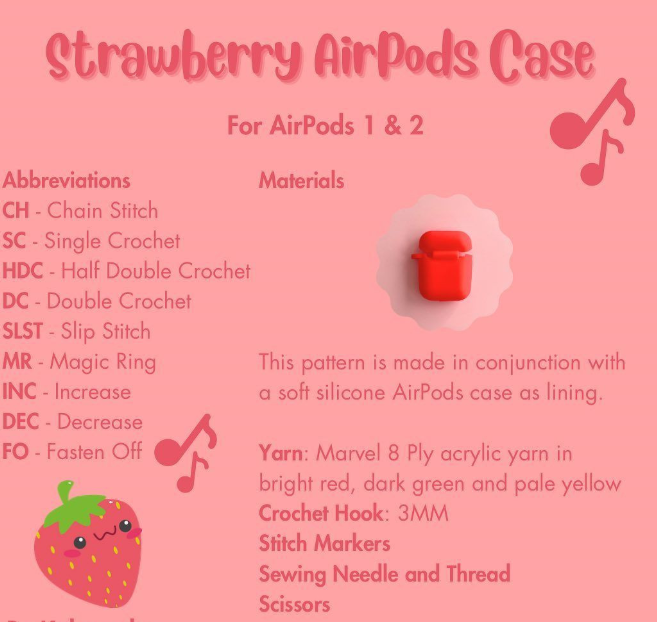 Free Pattern AirPod Case - Materials & Abbreviations