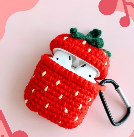 Free Pattern AirPod Case - Finished Strawberry Case