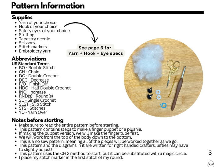 Crochet Halloween Ideas - Supplies & Abbreviations