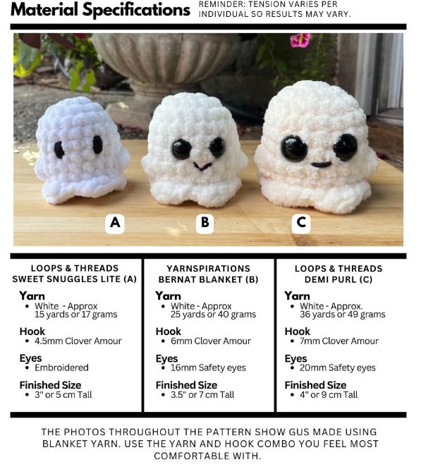 Crochet Halloween Ideas - Material Specifications