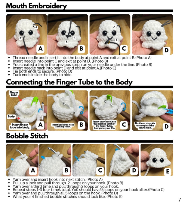 Crochet Halloween Ideas - Mouth Embroidery & Bobble Stitch