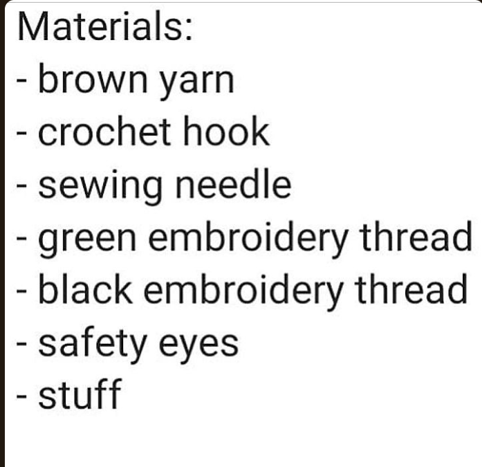 Crochet Pattern Baby Groot - Materials List