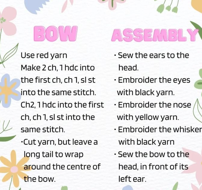 Crochet keychain pattern free hello kitty: bow and assembly instructions