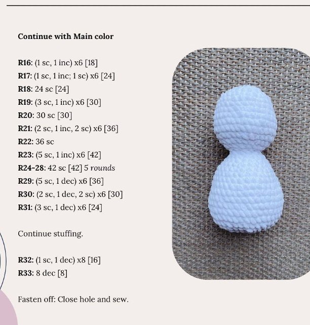 Body instructions rounds 16 to 33 of the crochet baby gifts free pattern duck plushie