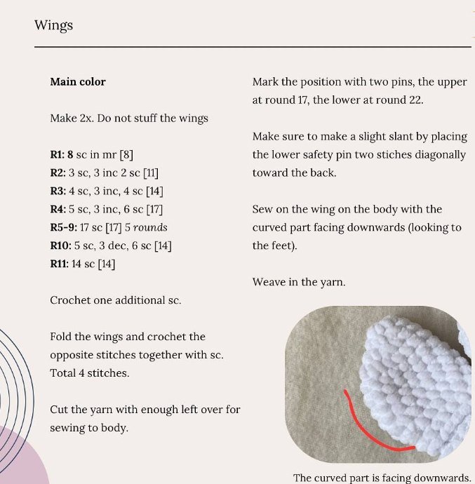 Wing instructions for the crochet baby gifts free pattern amigurumi duck plushie