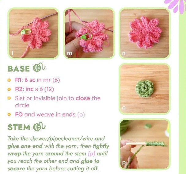 Crochet wired headphones - Base and stem for the crochet wired headphones flower