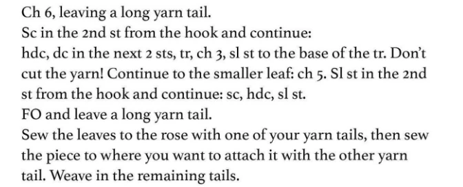 Crochet small flowers pattern - leaves and assembly