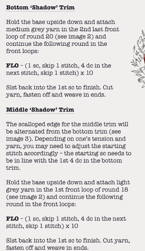 Bottom and middle shadow trims in the crochet halloween ghost free pattern