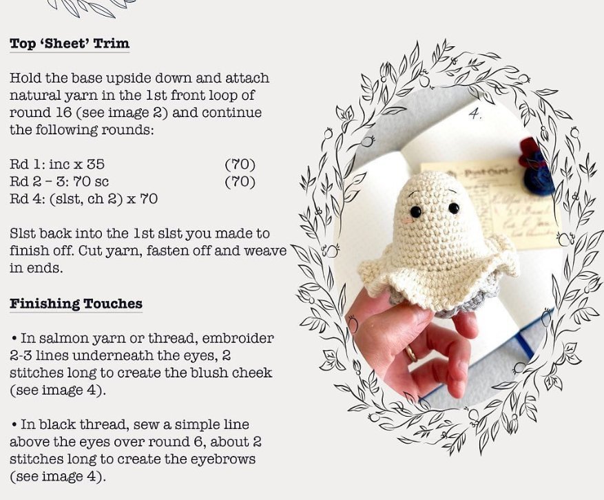 Top sheet trim and finishing touches, crochet halloween ghost free pattern