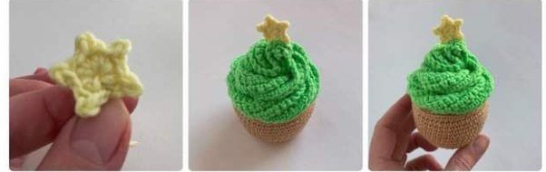 Crochet amigurumi ideas - finished Christmas tree cupcake