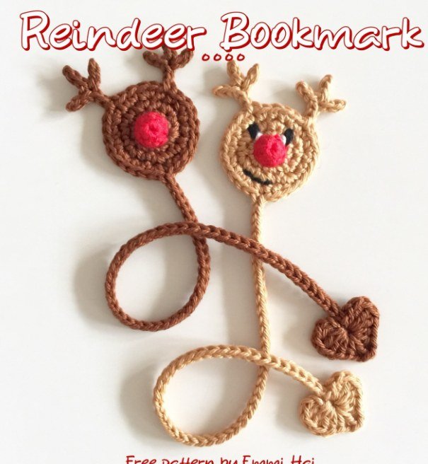 Crochet bookmarks free patterns - reindeer bookmark